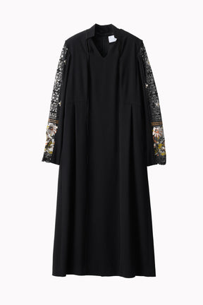 Petal collar lace dress (Black)
