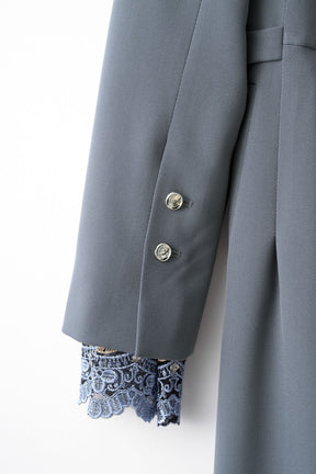 Slit sleeve lace jumpsuit (Blue)