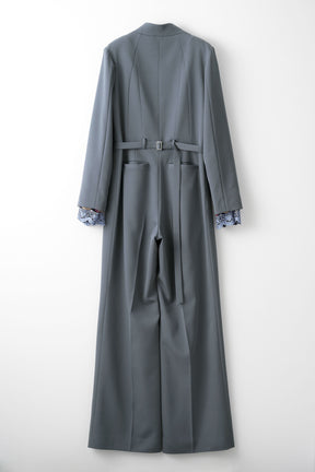 Slit sleeve lace jumpsuit (Blue)