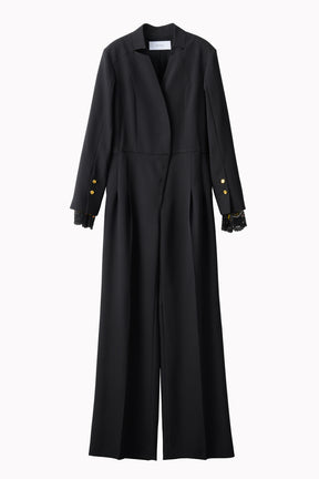 Slit sleeve lace jumpsuit (Black)