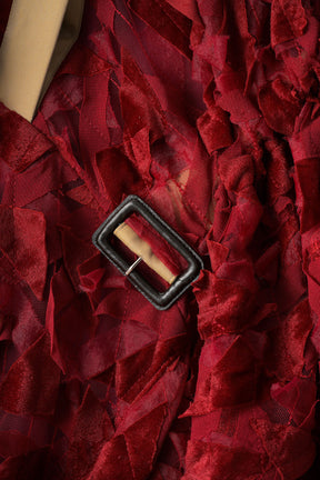 Petals carpet embroidered dress (Red)