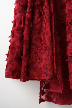 Petals carpet embroidered dress (Red)