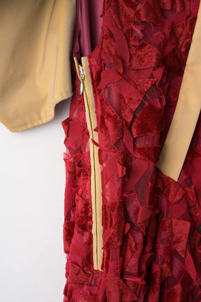 Petals carpet embroidered dress (Red)