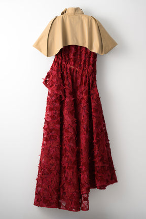 Petals carpet embroidered dress (Red)