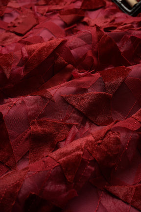 Petals carpet embroidered dress (Red)