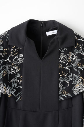 Tears flower lace dress (Black)