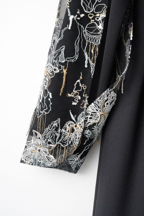 Tears flower lace dress (Black)