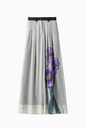 "Poppy" drawing wide slacks (Ivory)