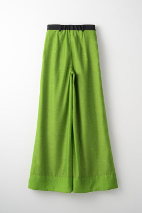 "Poppy" drawing wide slacks (Light green)