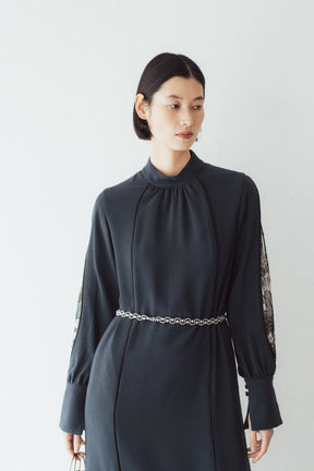 Petal sleeve lace dress set (Green)