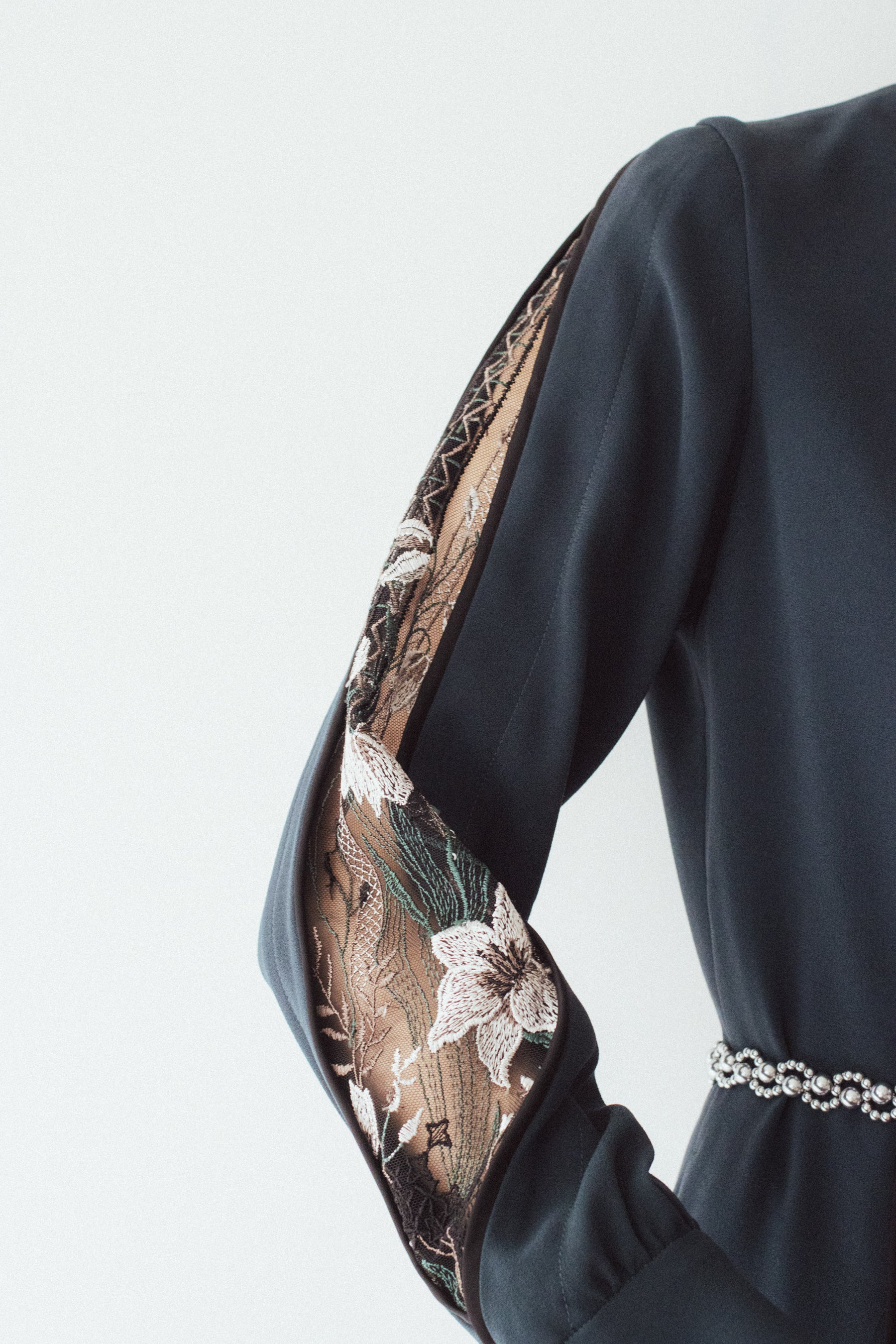 Petal sleeve lace dress set (Green)