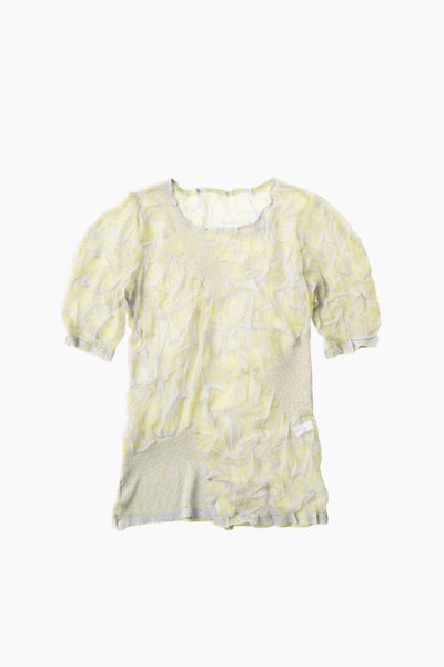 Crumpled half sleeve tops (Yellow)