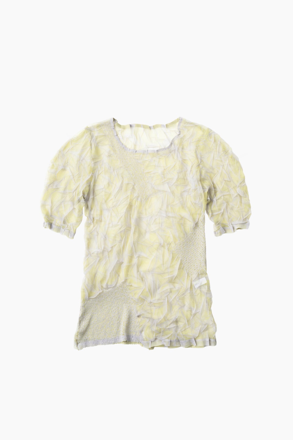 Crumpled half sleeve tops (Yellow)