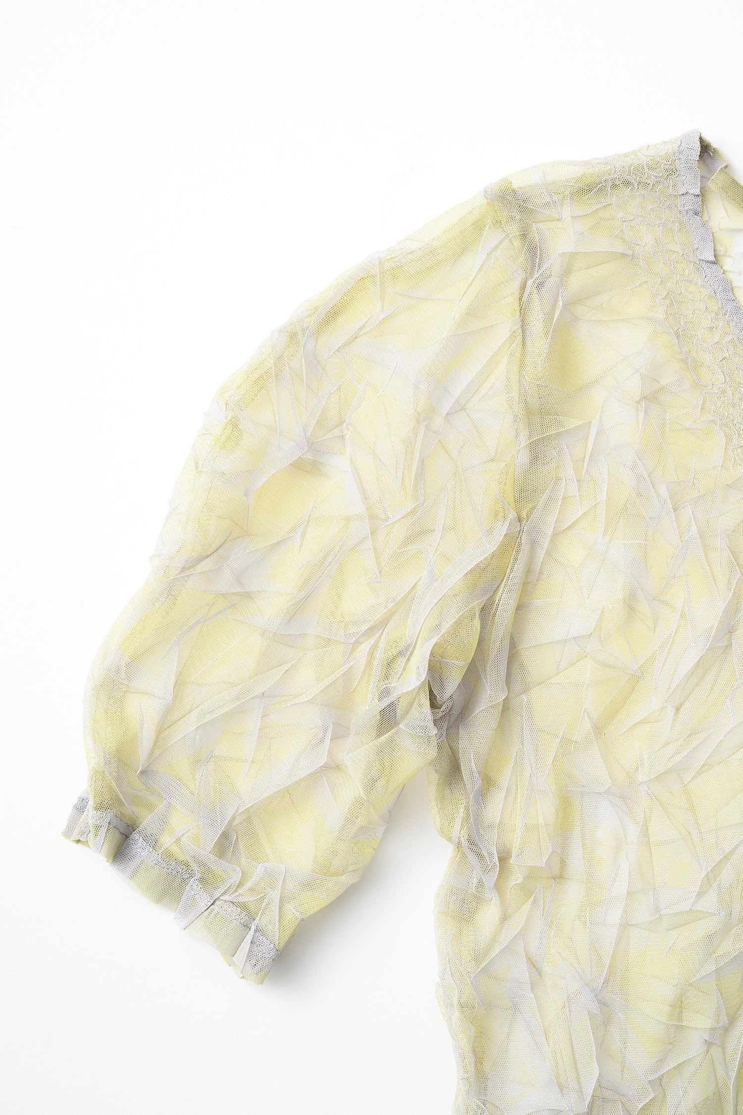 Crumpled half sleeve tops (Yellow)