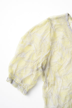Crumpled half sleeve tops (Yellow)