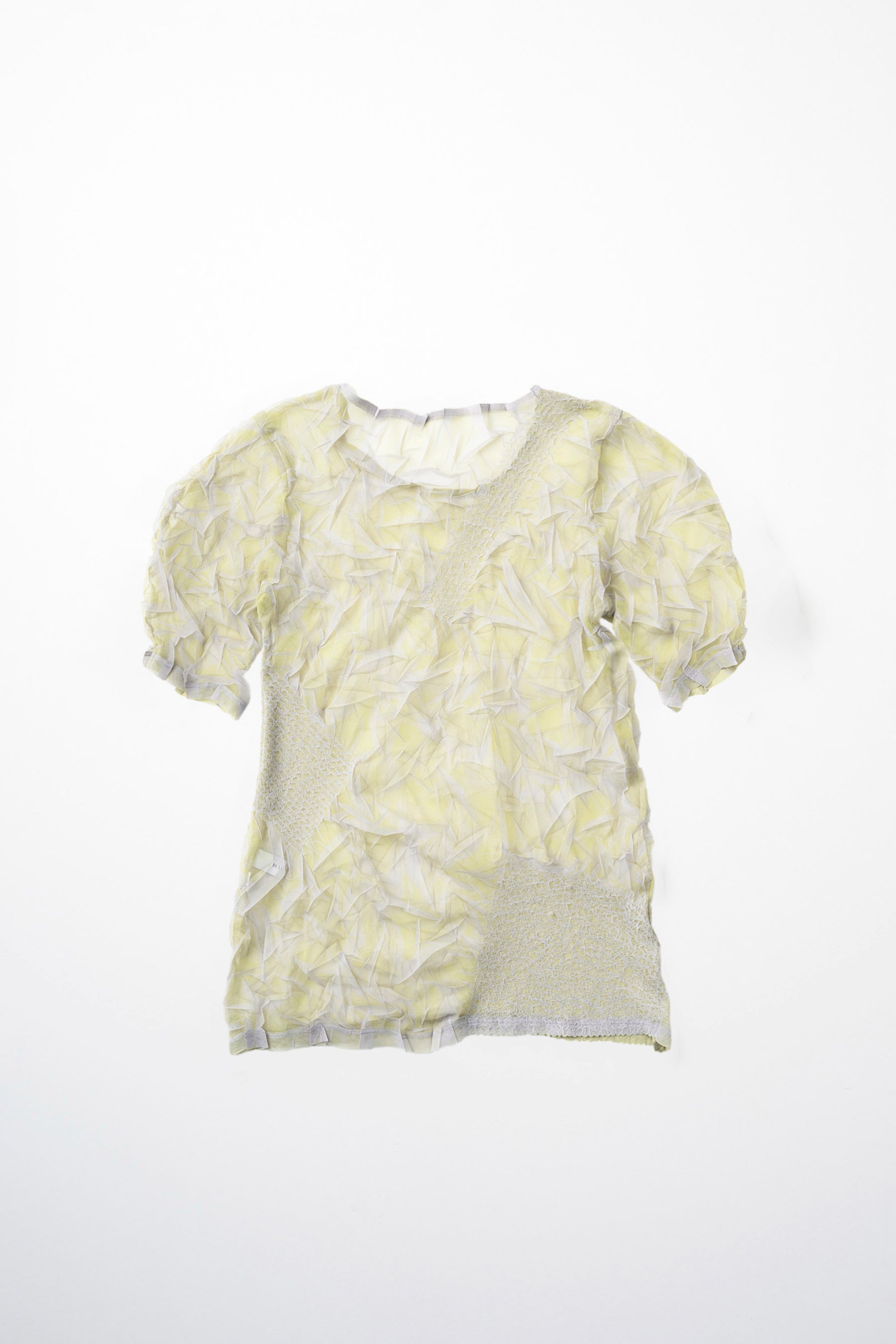 Crumpled half sleeve tops (Yellow)