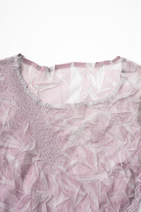 Crumpled half sleeve tops (Pink)