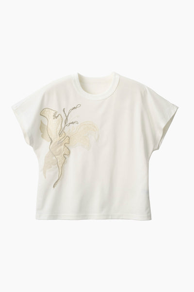 Flutter patchwork embroidered tops (White)