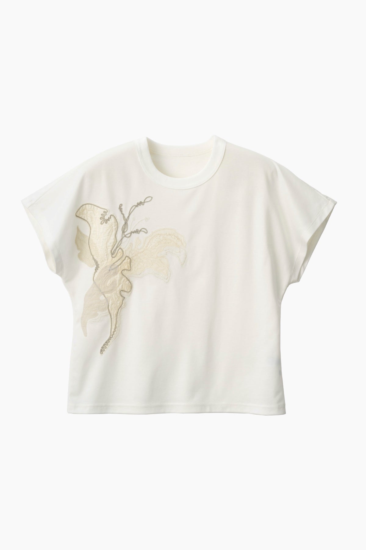 Flutter patchwork embroidered tops (White)