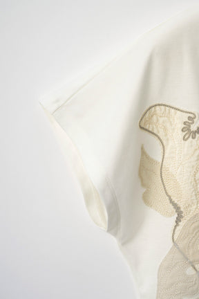 Flutter patchwork embroidered tops (White)