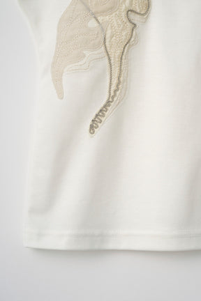 Flutter patchwork embroidered tops (White)