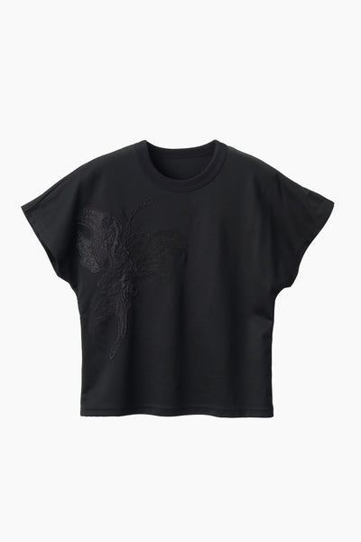 Flutter patchwork embroidered tops (Black)