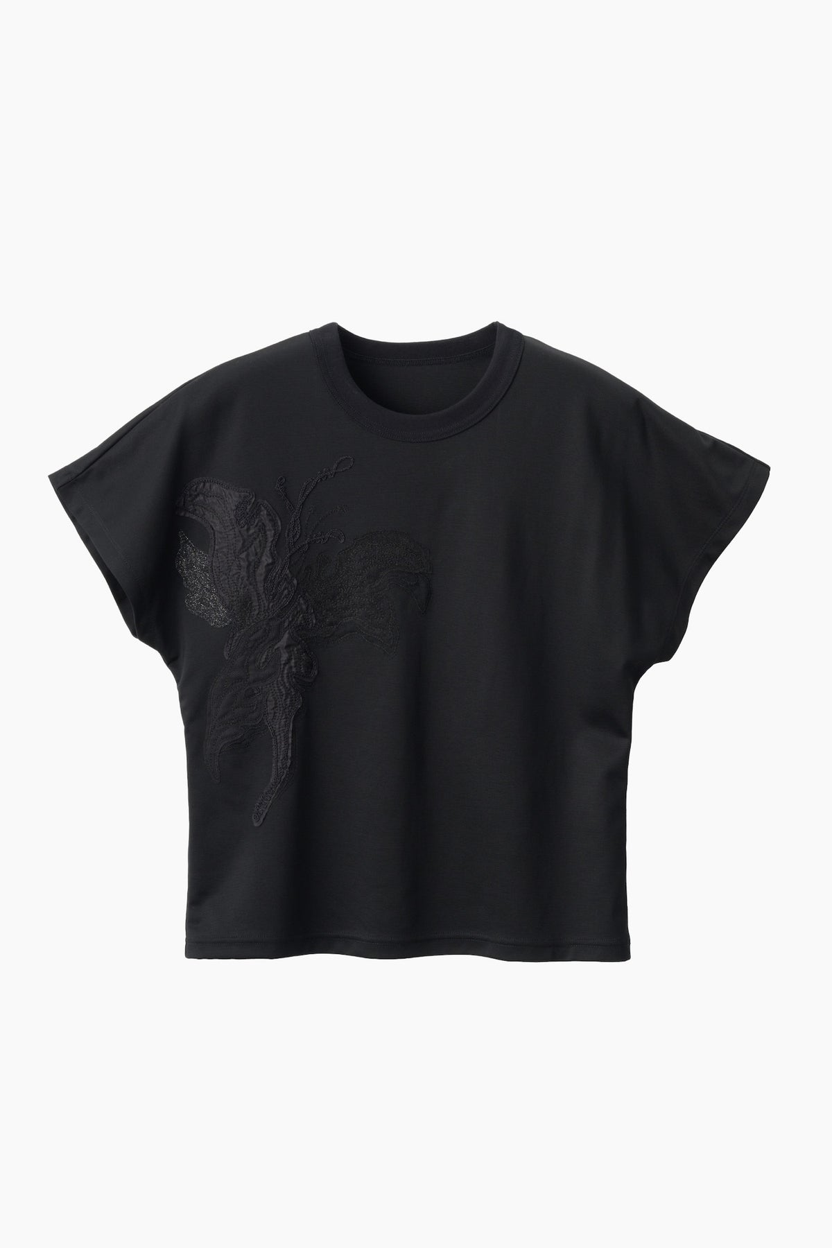 Flutter patchwork embroidered tops (Black)