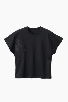 Flutter patchwork embroidered tops (Black)