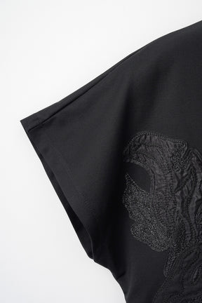 Flutter patchwork embroidered tops (Black)