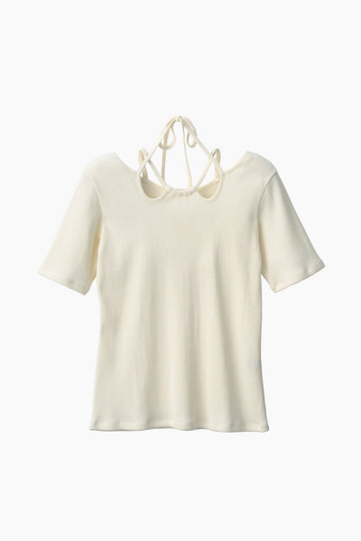 Glitter ivy halfsleeve tops (White)