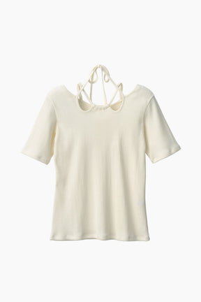 Glitter ivy halfsleeve tops (White)