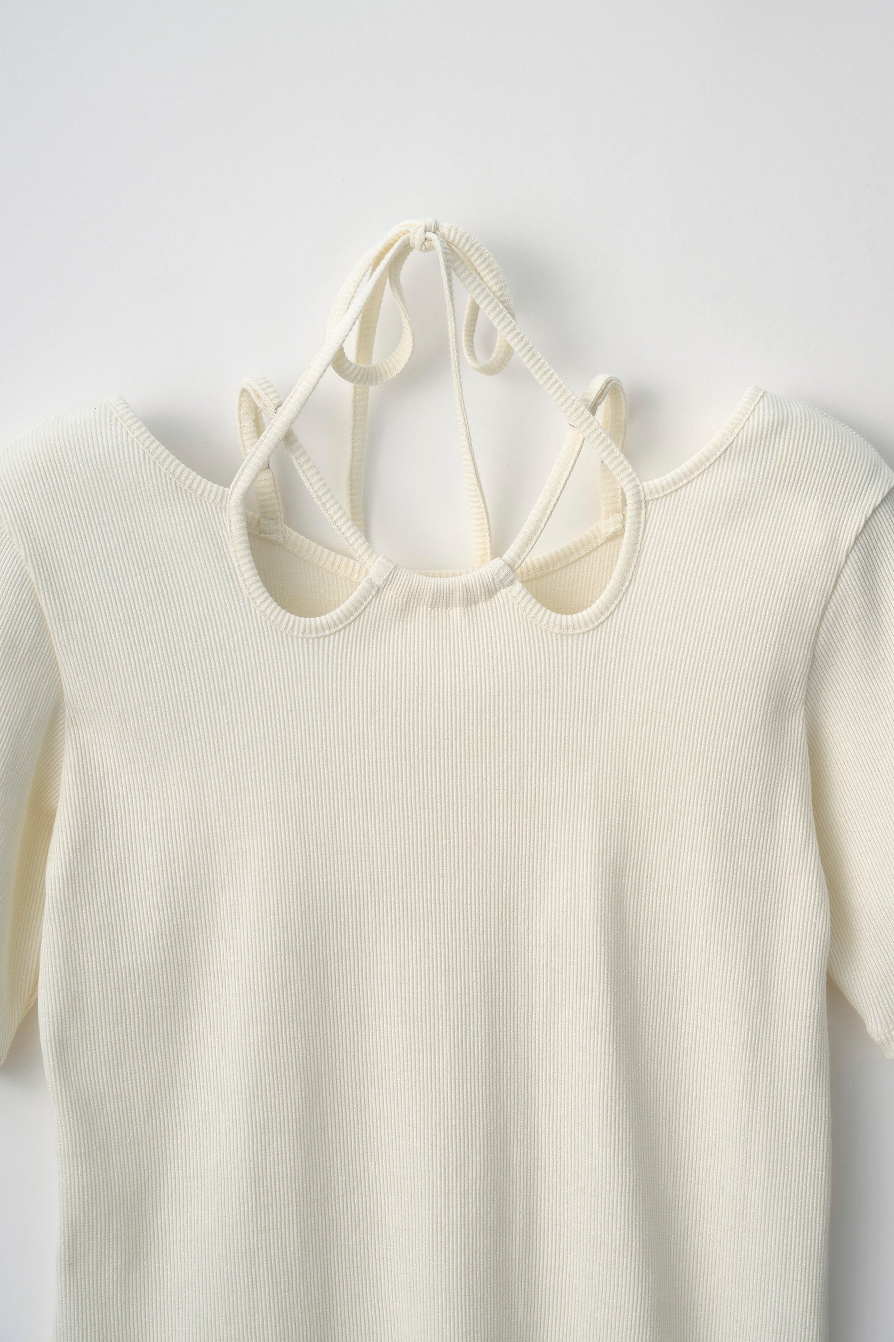 Glitter ivy halfsleeve tops (White)