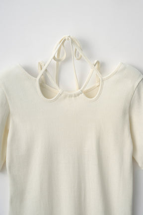 Glitter ivy halfsleeve tops (White)