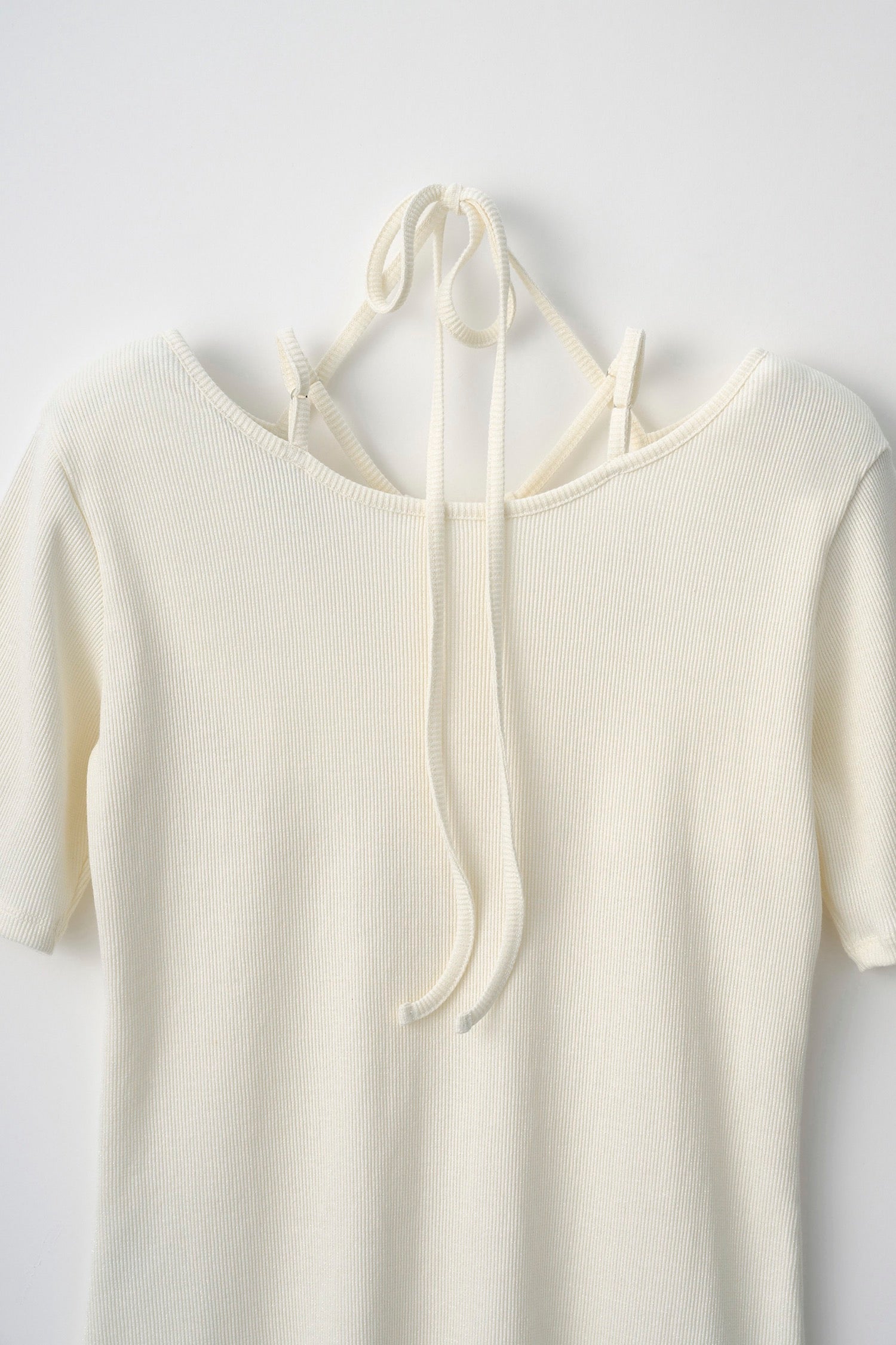 Glitter ivy halfsleeve tops (White)