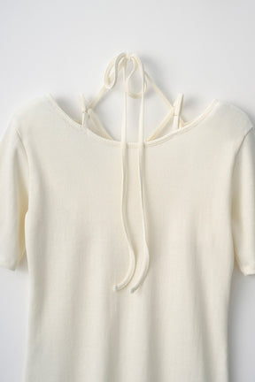 Glitter ivy halfsleeve tops (White)