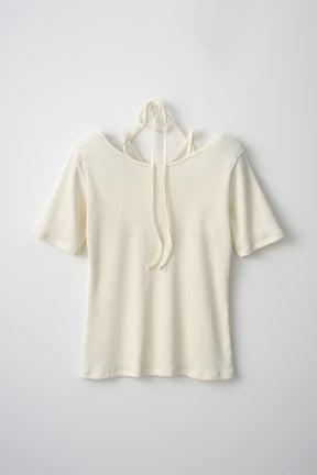 Glitter ivy halfsleeve tops (White)