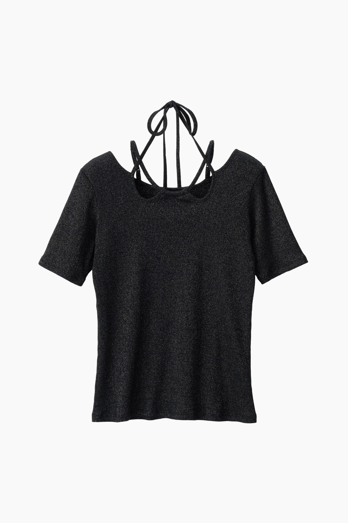 Glitter ivy halfsleeve tops (Black)