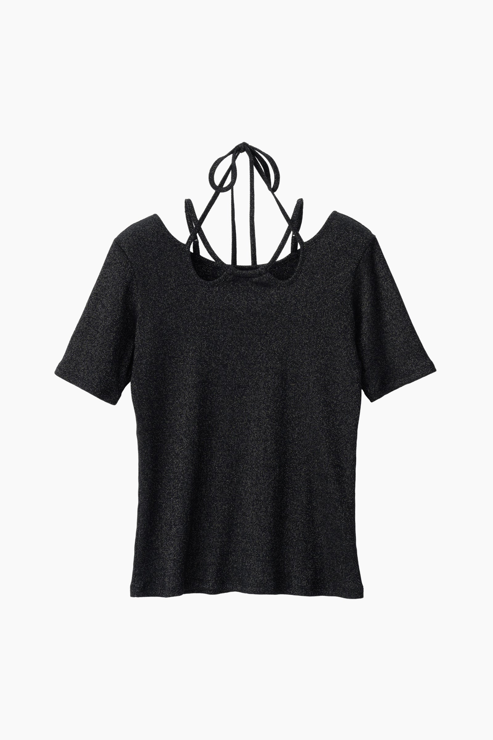 Glitter ivy halfsleeve tops (Black)