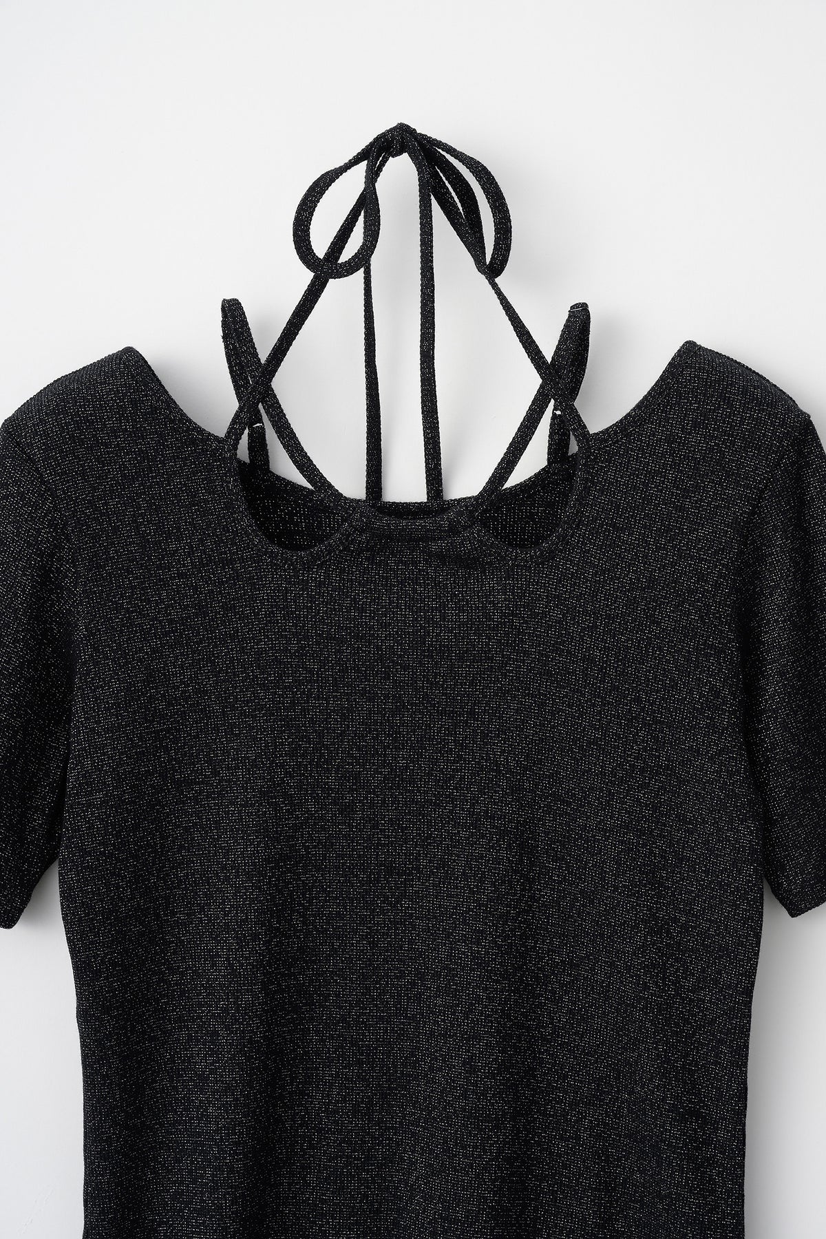 Glitter ivy halfsleeve tops (Black)