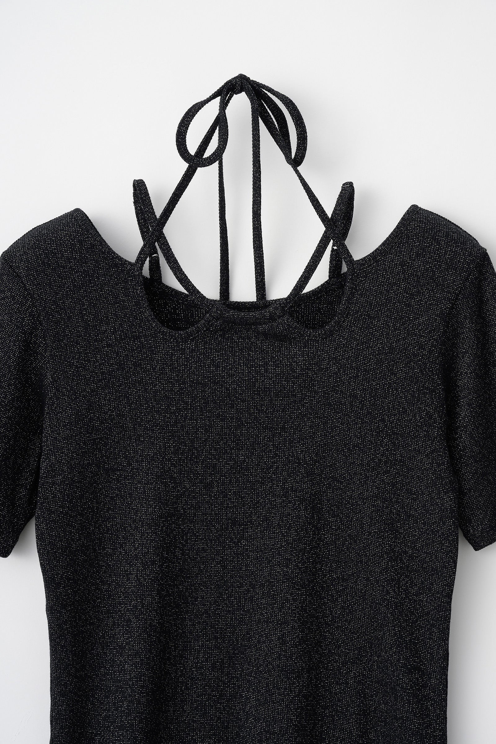 Glitter ivy halfsleeve tops (Black)