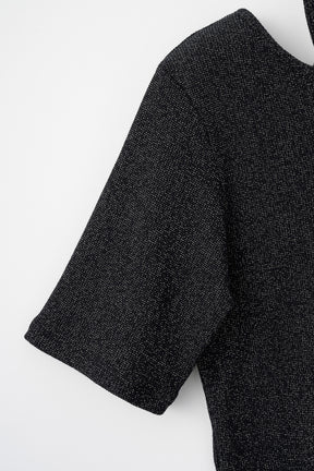 Glitter ivy halfsleeve tops (Black)