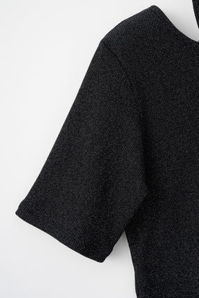Glitter ivy halfsleeve tops (Black)