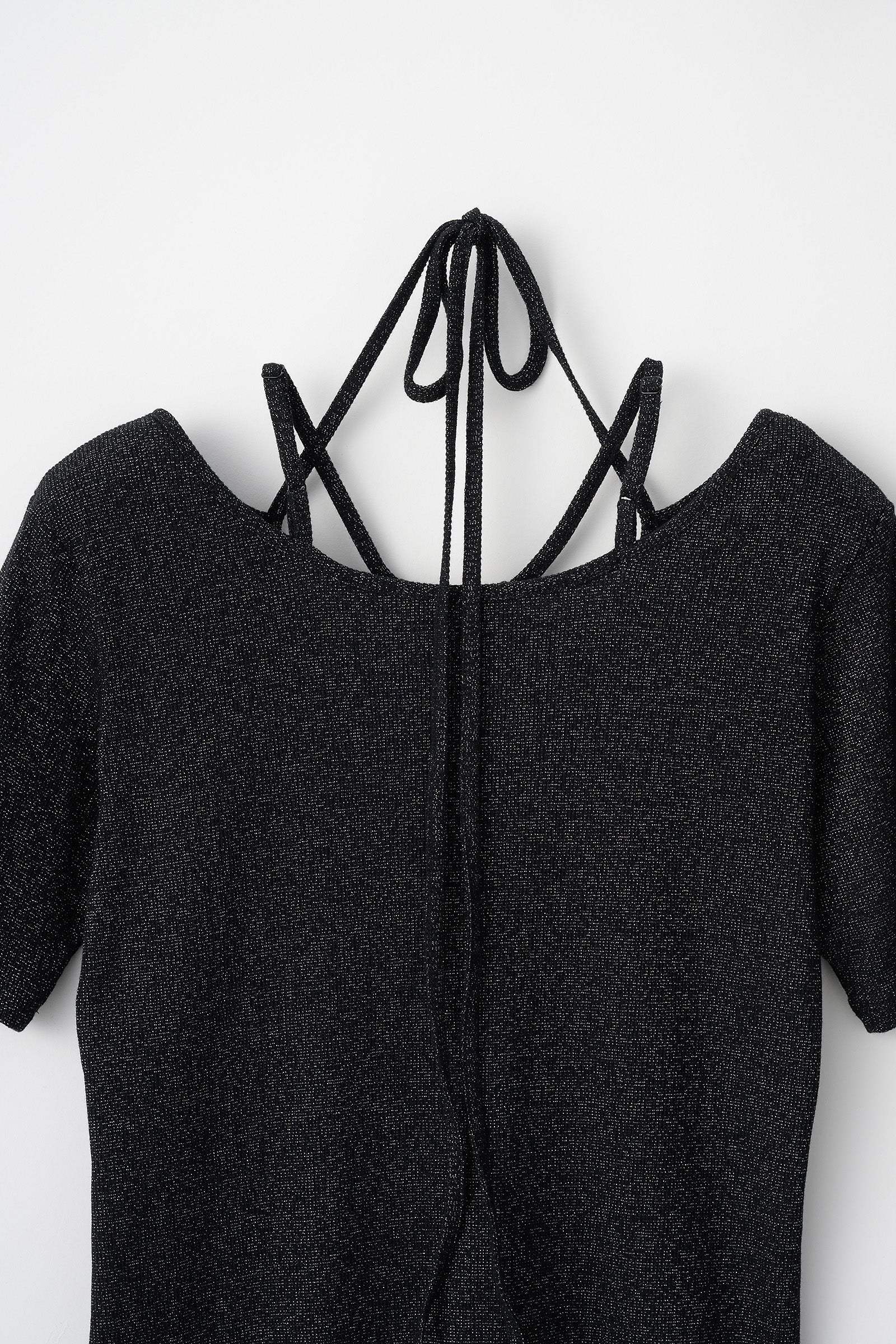 Glitter ivy halfsleeve tops (Black)