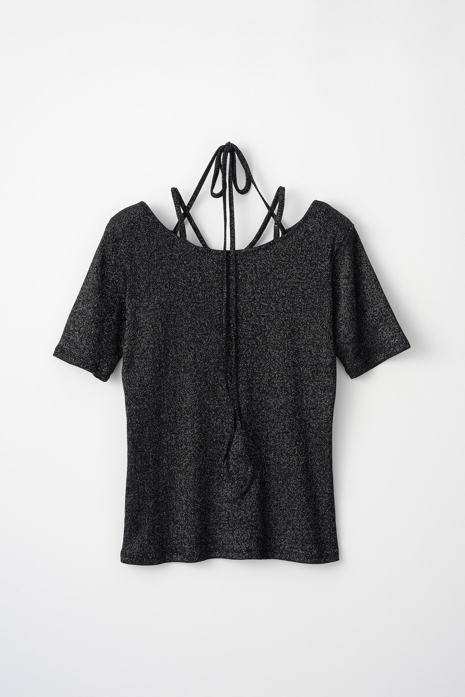 Glitter ivy halfsleeve tops (Black)