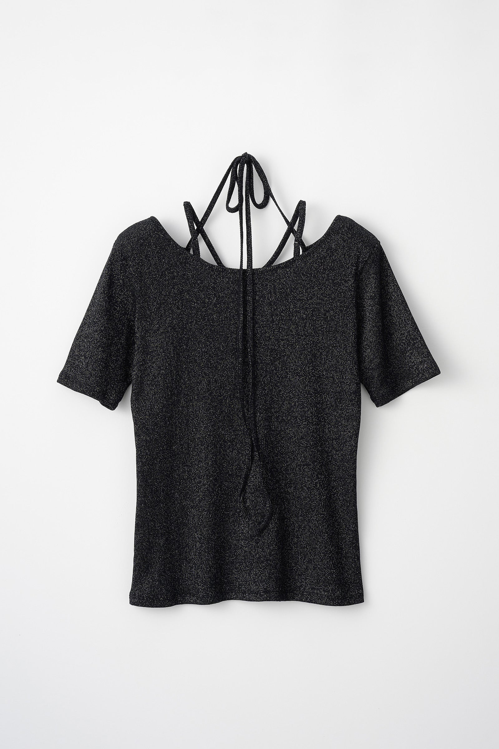 Glitter ivy halfsleeve tops (Black)