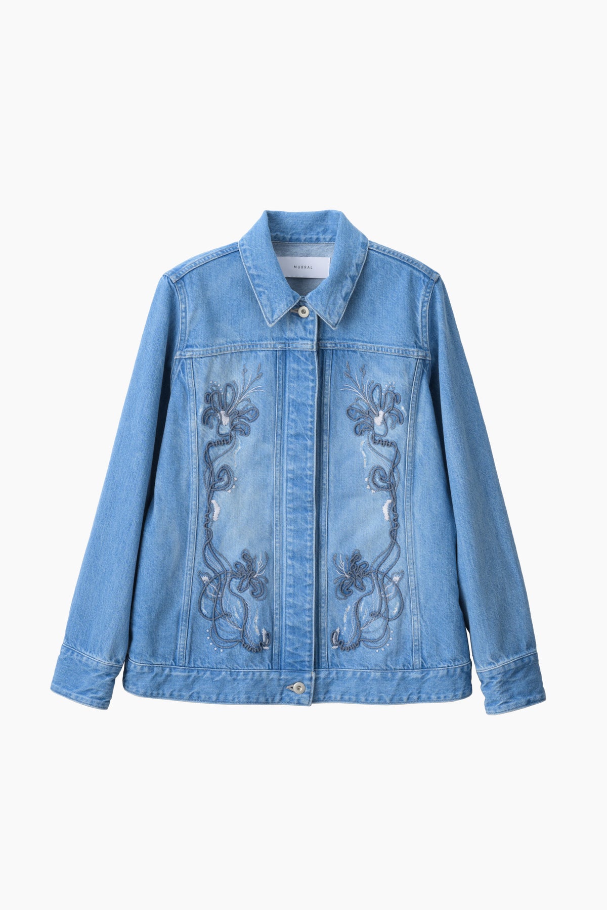 Nerine embroidered denim jacket (Blue)