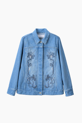 Nerine embroidered denim jacket (Blue)
