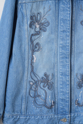 Nerine embroidered denim jacket (Blue)
