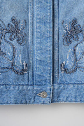 Nerine embroidered denim jacket (Blue)