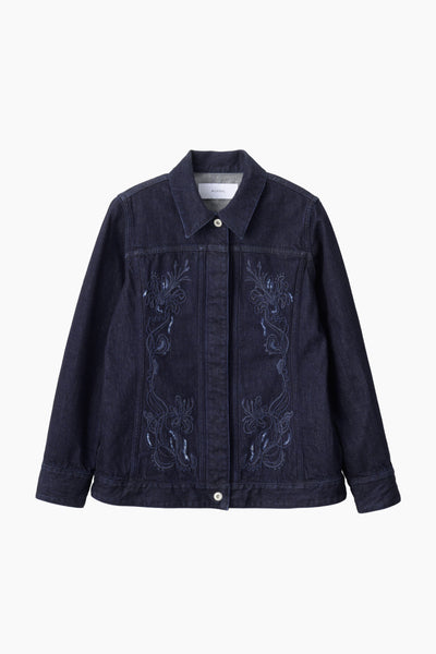 Nerine embroidered denim jacket (Indigo)